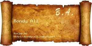 Bondy Ali névjegykártya
